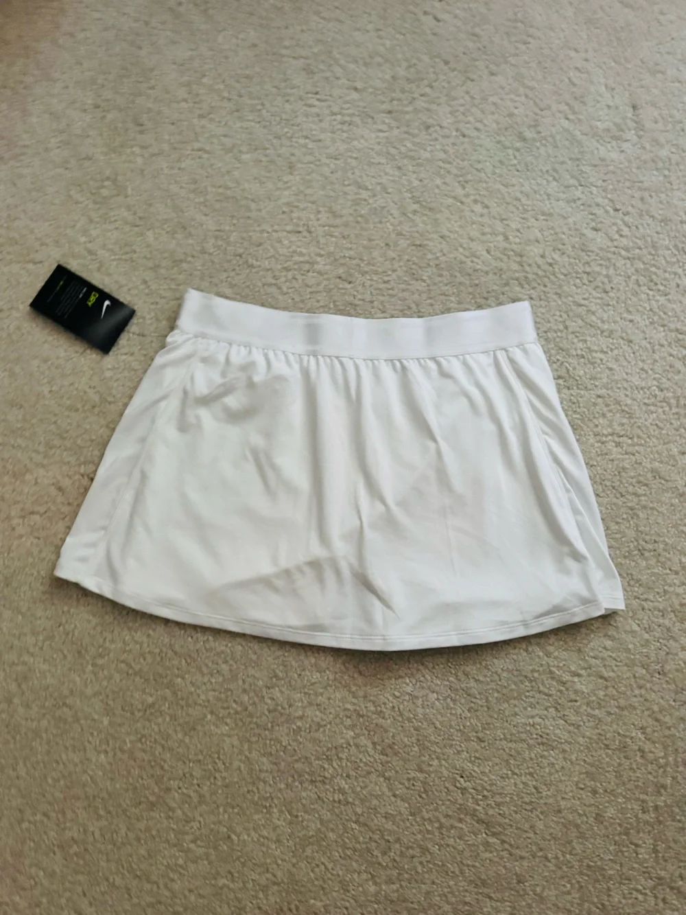 Nike White Athletic Skort with Black Swoosh